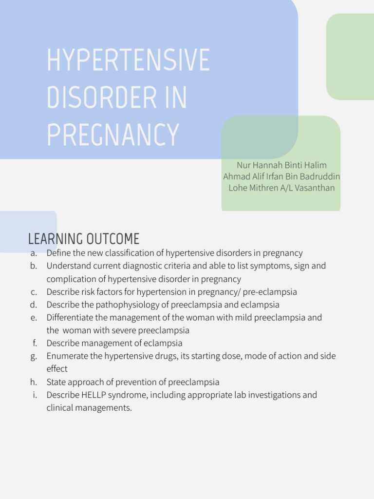 Hypertensive Disorder in Pregnancy | PDF | Hypertension | Diseases And ...