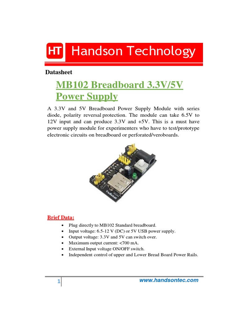 Datasheet Breadboard Power Supply PDF