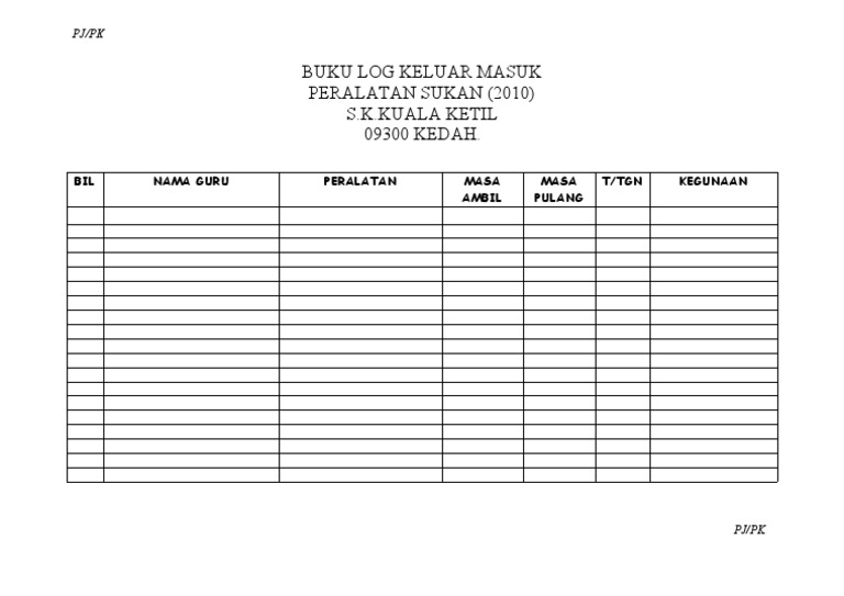 Buku Log Surat Keluar