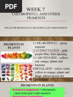 Chlorophyll and Other Pigments: Week 7