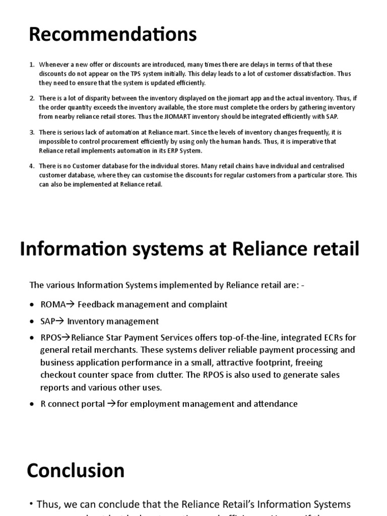 Reliance Retail: Improve Inventory & Automation | PDF