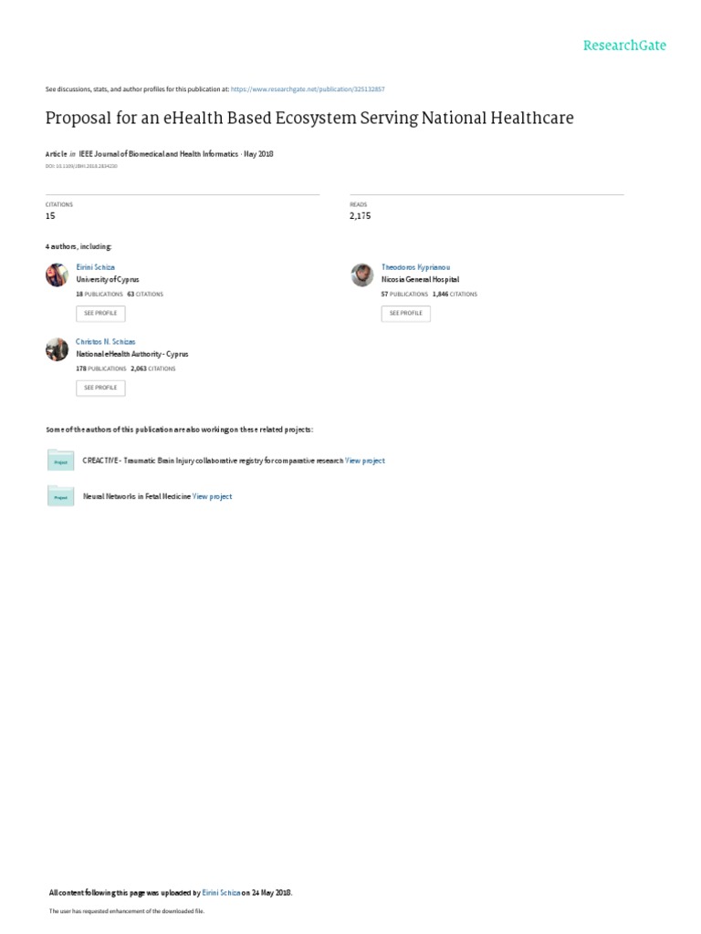 Proposal For An Ehealth Based Ecosystem Serving Na | PDF | Electronic ...