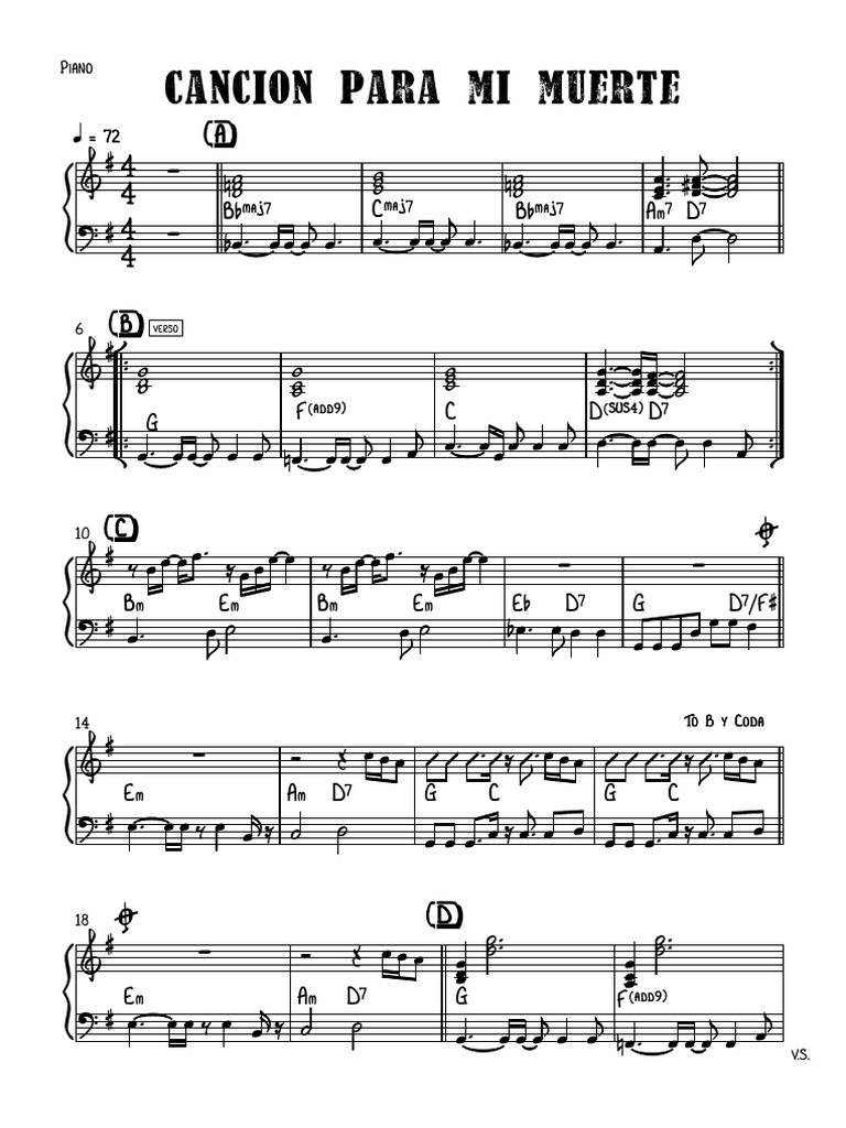Cancion para Mi Muerte PIANO PDF