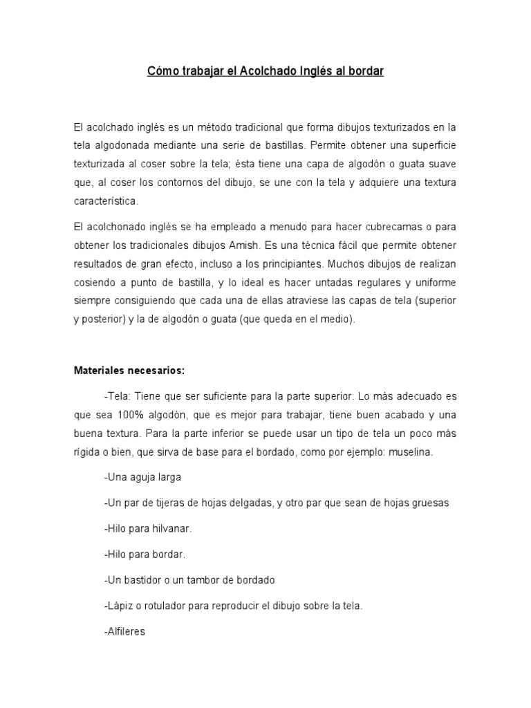 Cómo Trabajar El Acolchado Inglés Al Bordar 2 PDF Dibujo Bordado