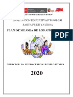 Plan de Mejora de Aprendizaje I.E. #30 001-241 Santa Fe de Yaviroa 2020 - 1