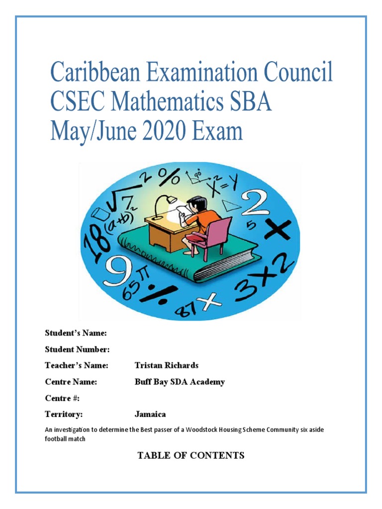 Group Mathematics Sample SBA 2020 (Updated) | PDF | Statistics ...