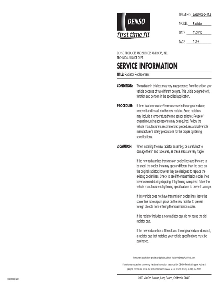 Service Information: TITLE: Radiator Replacement | PDF | Manufactured Goods