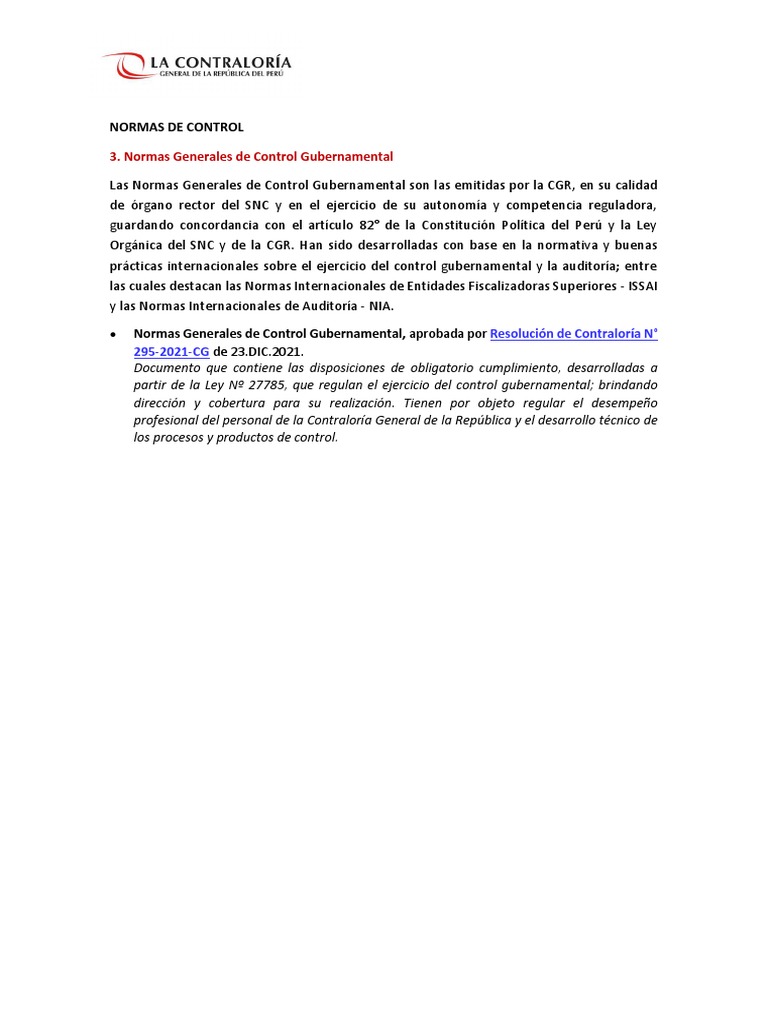 Normas Generales de Control Gubernamental | PDF | Negocios | Finanzas y ...