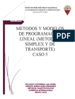 Metodos y Modelos de Programacion Lineal Semana 2 Caso 5