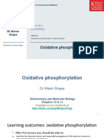 Oxidative Phosphorylation: DR Alison Snape