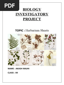 Biology Investigatory Project: TOPIC: Herbarium Sheets