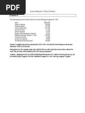 Income Statement Practice Problems