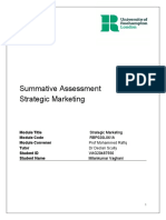 Summative Assessment Strategic Marketing: Module Title Module Code Module Convener Tutor Student ID Student Name