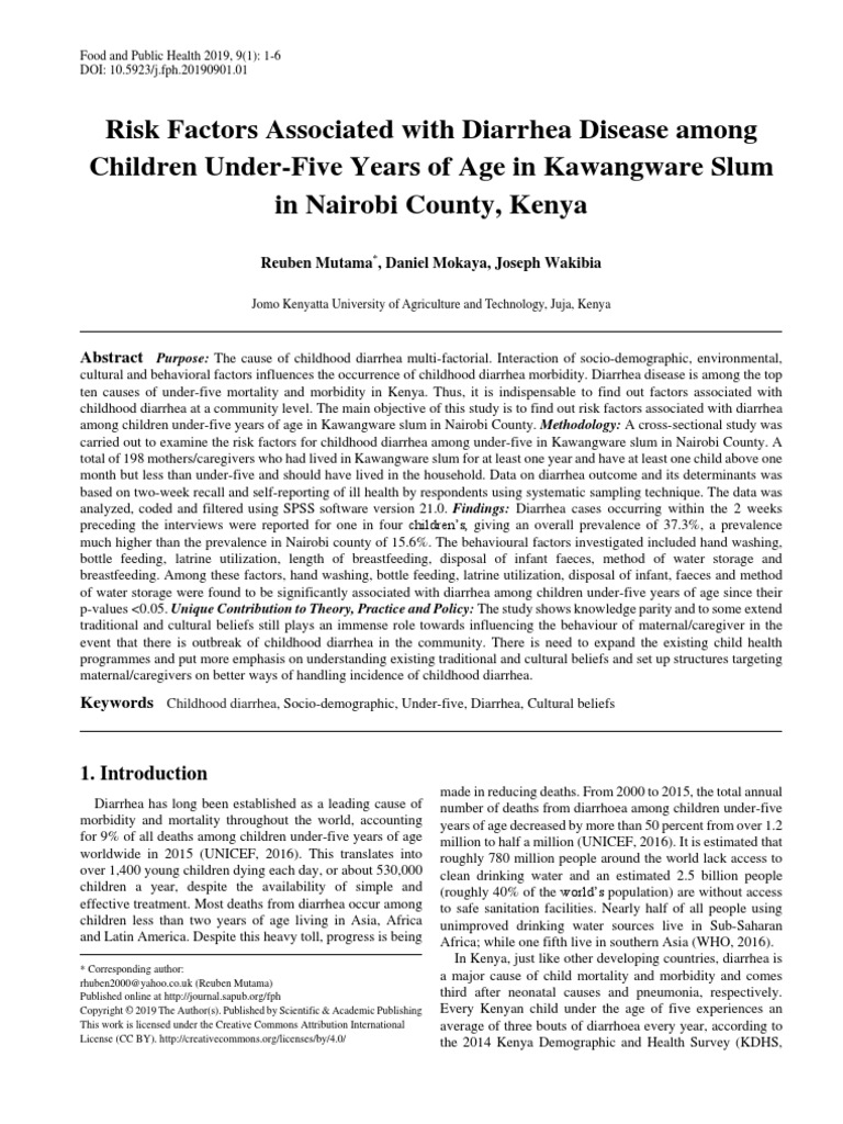 Risk Factors Associated With Diarrhea Disease Among Children Under-Five ...