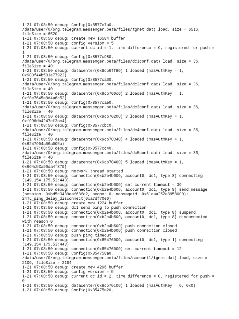 Telegram Network Debug Log | PDF | Computer Networking | Information ...