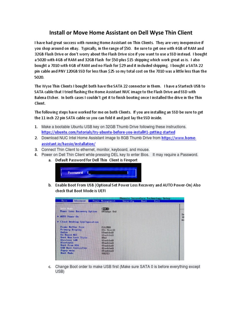 Installing Home Assistant on a Dell Wyse Thin Client Using an Ubuntu
