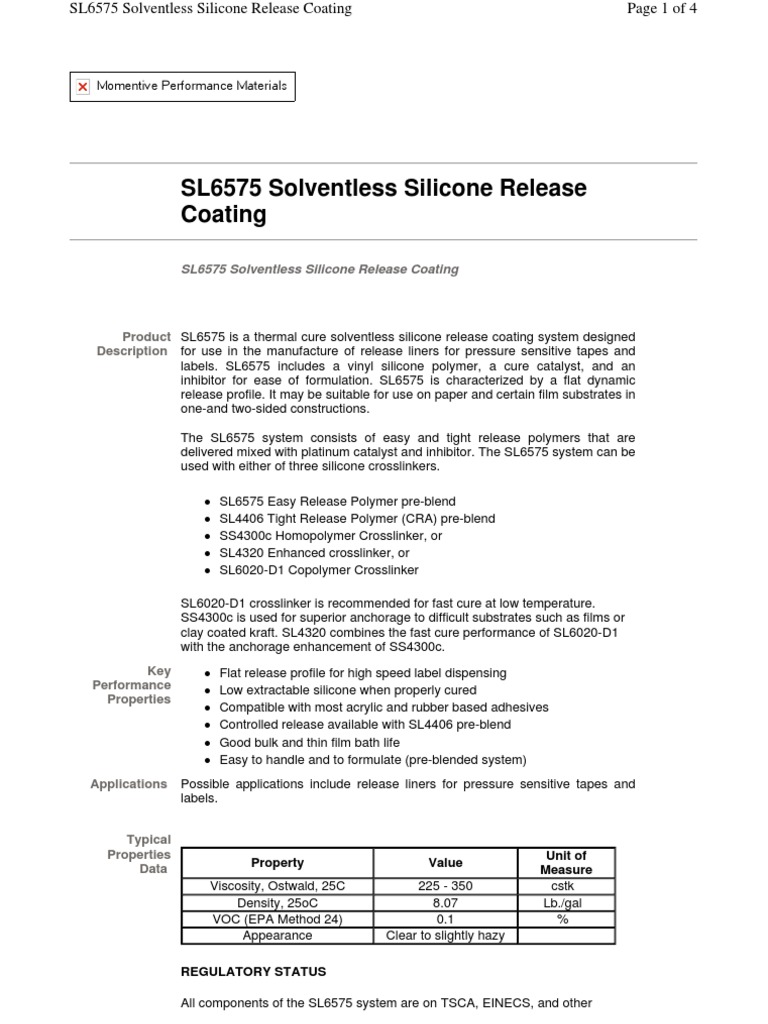 Silicone Die Release Coatings PDF Silicone Cross Link