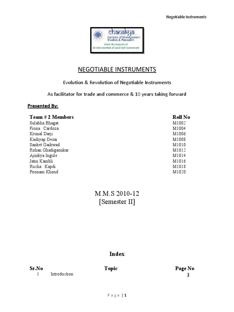 Negotiable Instruments | PDF | Negotiable Instrument | Cheque