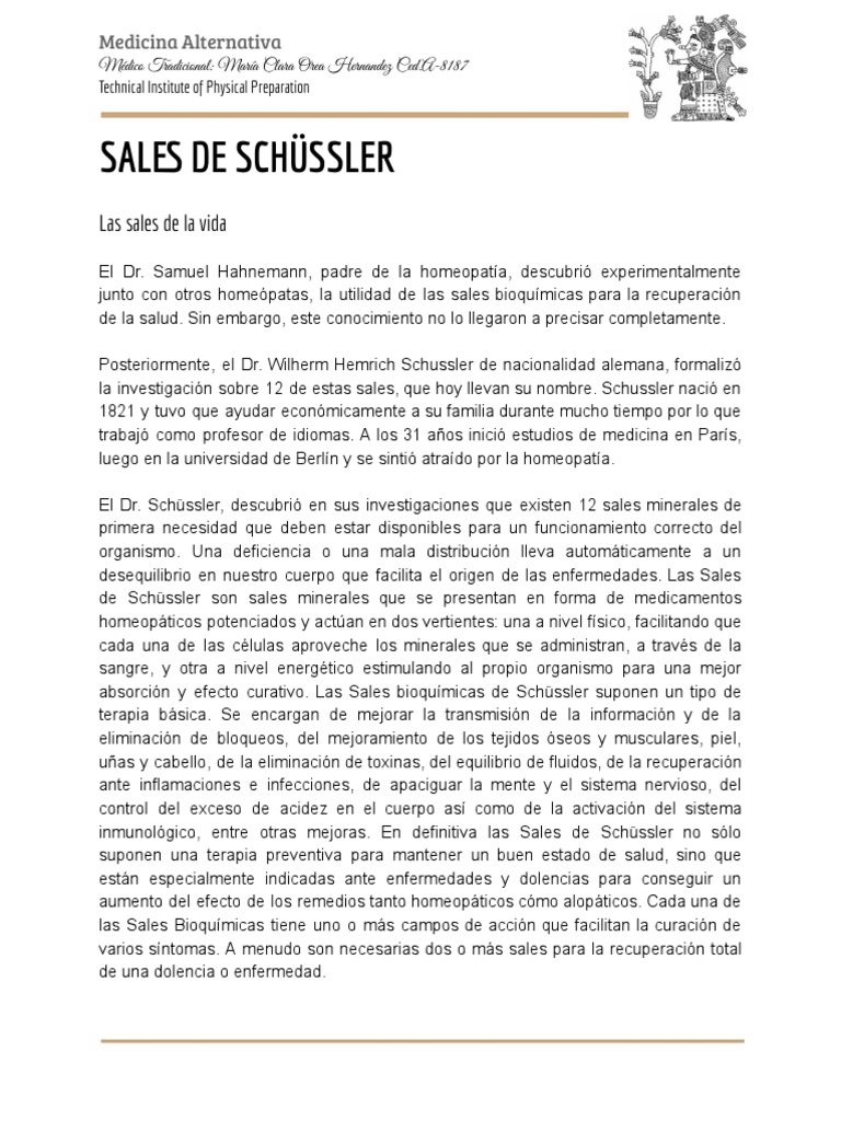 Clase 2 Sales de Schussler PDF Homeopatía Edema