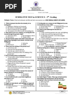 Summative Test in Science 8 - 2 Grading: Multiple Choice