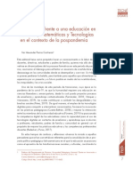 Editorial Reflexiones Frente A Una Educación en Ciencias, Matemáticas y Tecnologías en El Contexto de La Pospandemia