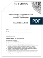 Seven Oaks Year_7_2019_Maths_Exam