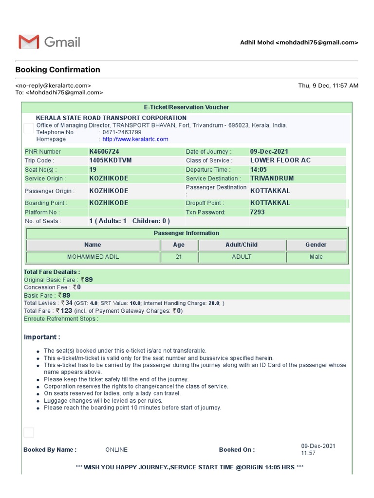 Booking Confirmation | PDF | Fare | Payments