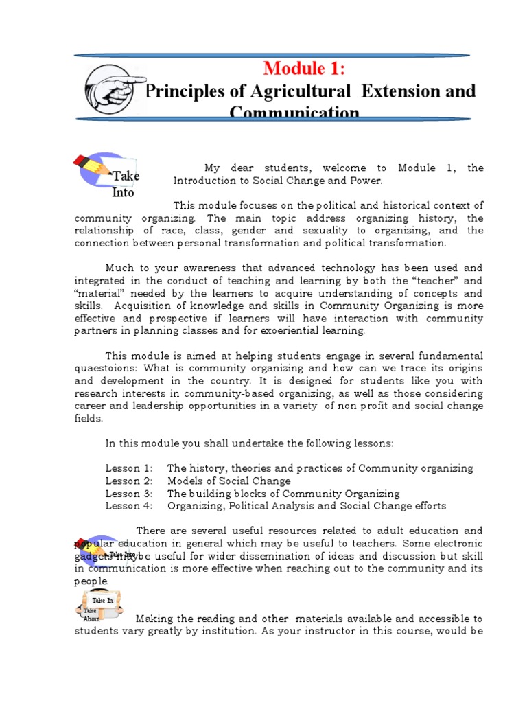 Principles of Agricultural Extension and Communication: Take Into | PDF ...