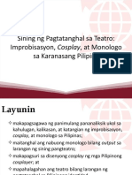 5 Sining NG Pagtatanghal Sa Teatro Improbisasyon Cosplay at Monologo Sa Karanasang Pilipino