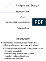 Systems Analysis and Design: CS 231 Akim State University College Safianu Omar