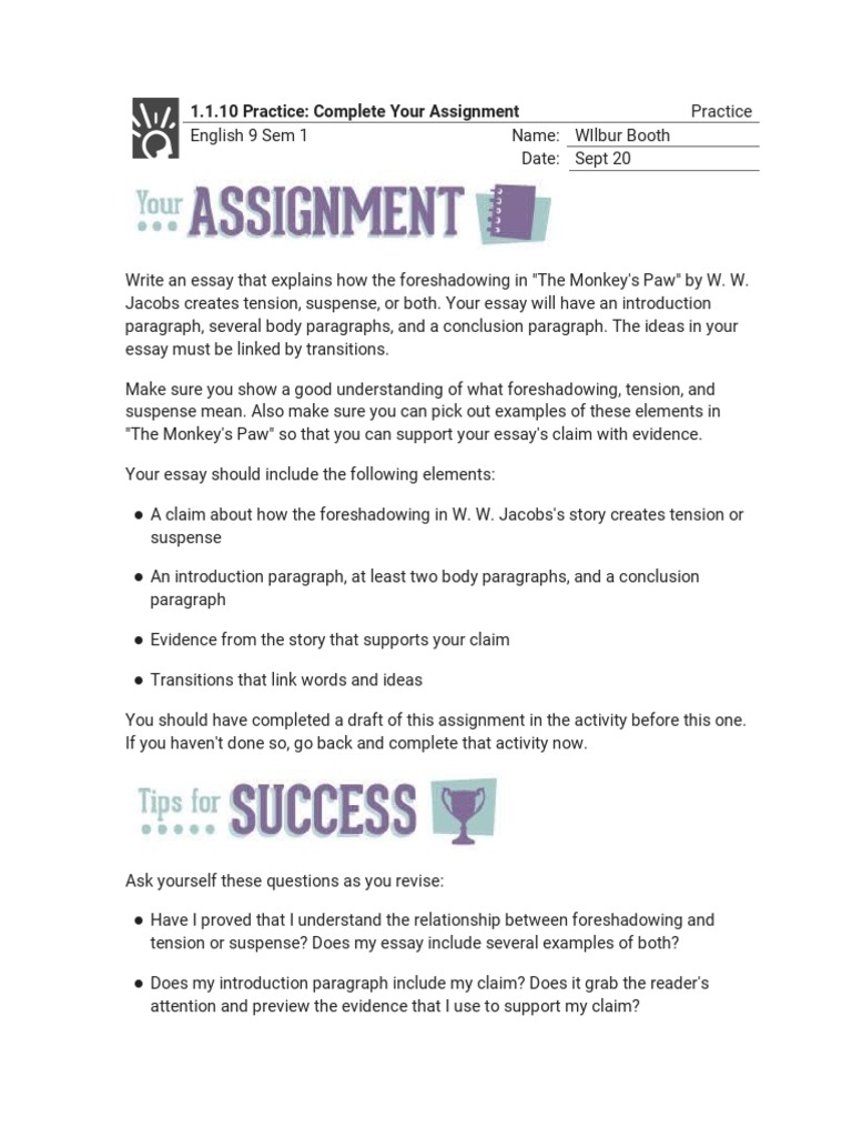1.1.10 Practice - Complete Your Assignment (Practice) | PDF | Essays ...