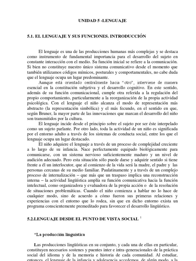 Funciones y Desarrollo del Lenguaje | PDF | Aquisición de idioma ...
