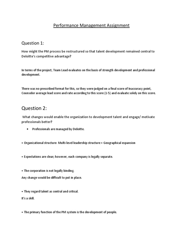 performance management assignment topics