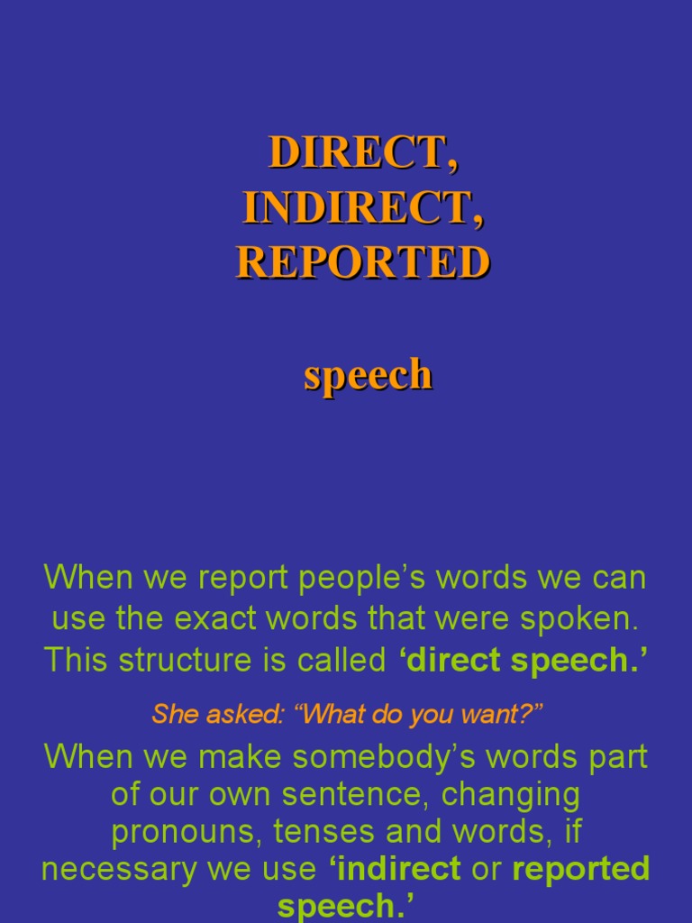 07-Direct-Indirect Speech | PDF | Verb | Semantic Units