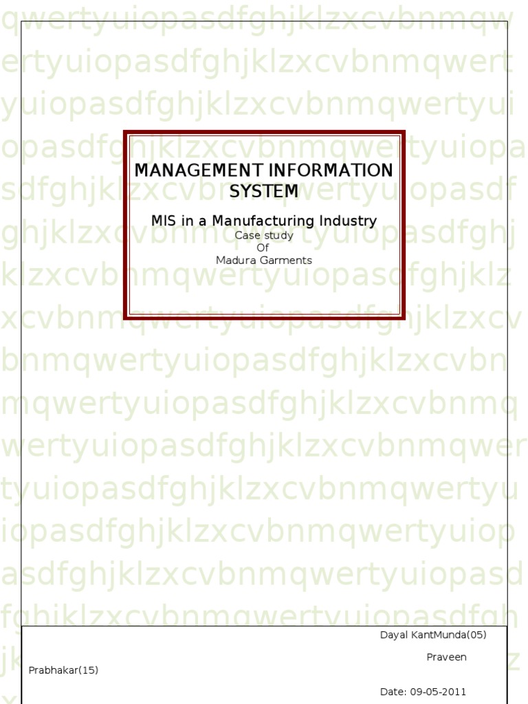 MIS in Apparel Manufacturing Systems | PDF | Local Area Network ...