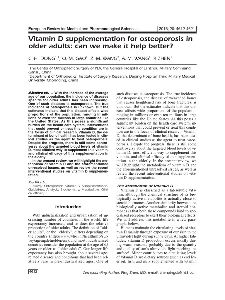 Vitamin D's Role in Osteoporosis Management | PDF | Vitamin D ...