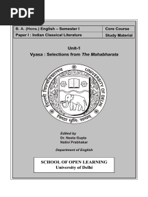 Unit-1 - The Mahabharata ENGLISH CORE (THE INDIAN LITERATURE)
