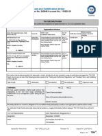 Datasheet and Certification Order: As Per Quotation No: 340946 Account No.: 116820-01