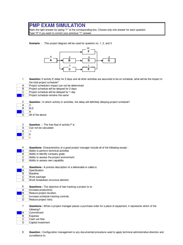 PMP Exam Simulation Questions | PDF | Project Management | Risk
