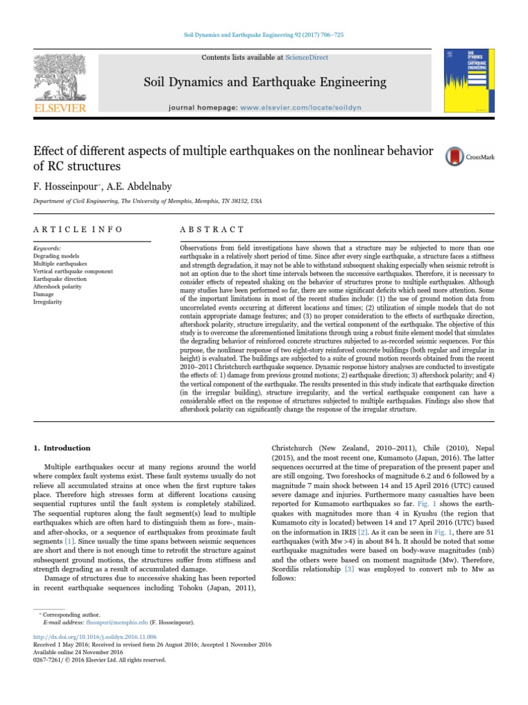 Effect of Different Aspects of Multiple Earthquakes On The Nonlinear ...