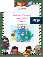 Summer Vacation Assignment Class - I: Session 2020-21