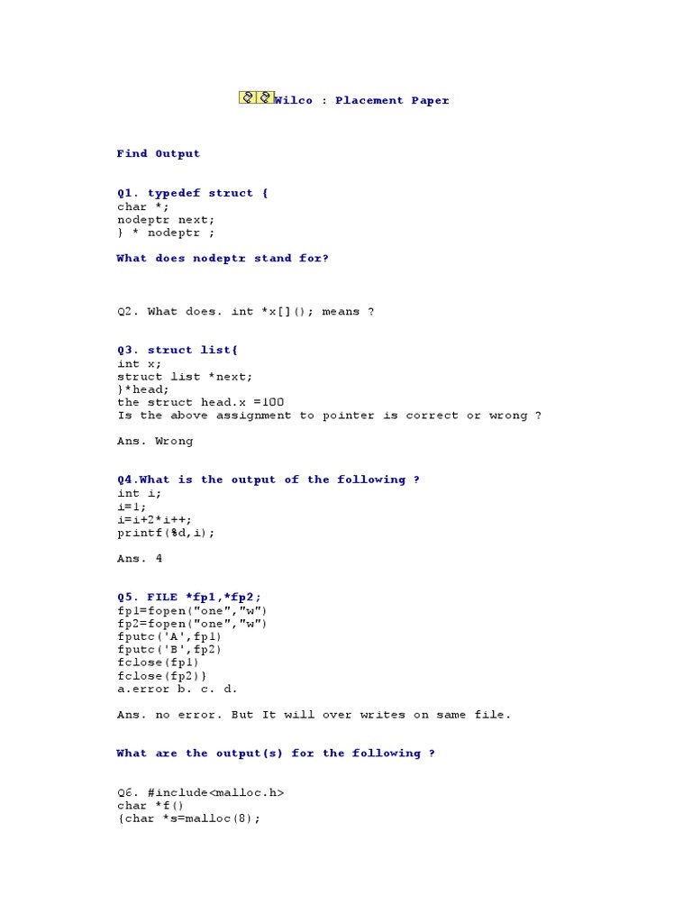 (Paper) Wilco Placement Paper | PDF | Computer Standards | Software