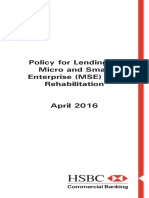 Policy For Lending To Micro and Small Enterprise (MSE) and Rehabilitation April 2016