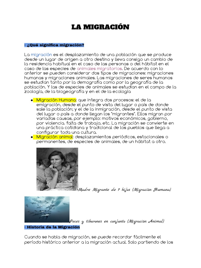 Historia y Tipos de Migración | PDF | Migración humana | Inmigración
