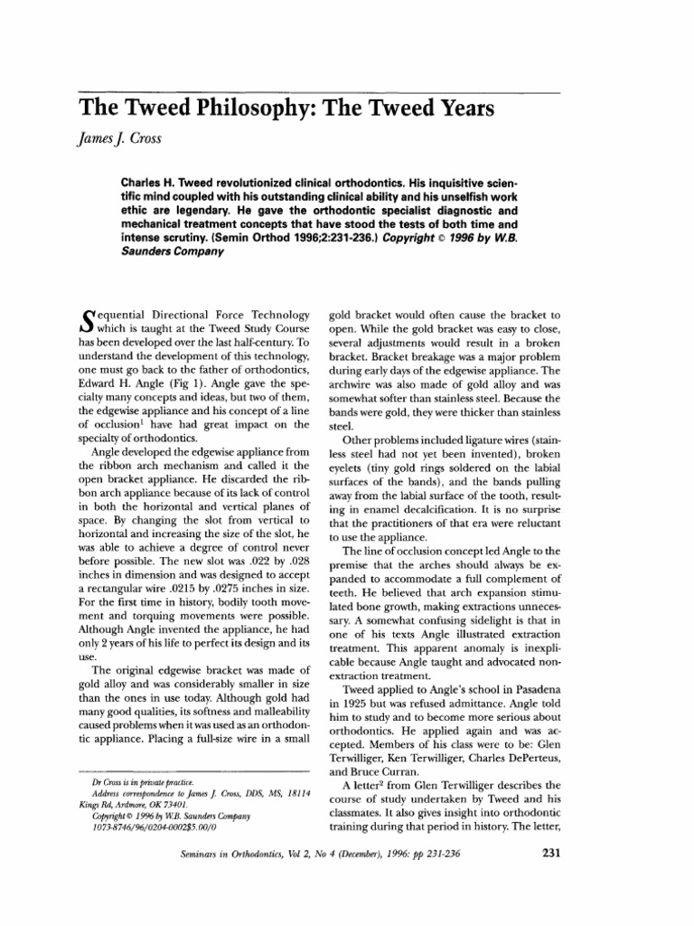 The Tweed Philosophy - The Tweed Years | PDF | Orthodontics | Dentistry ...