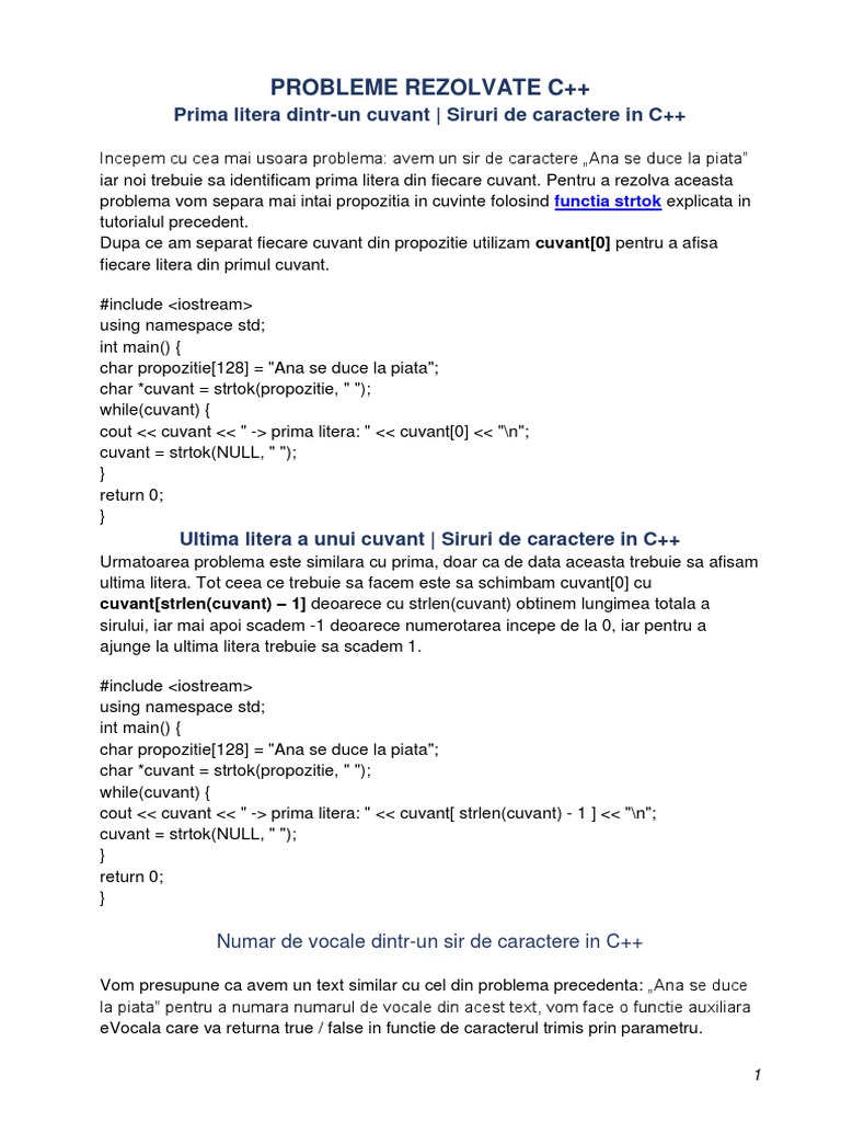 Probleme Rezolvate C++ | PDF