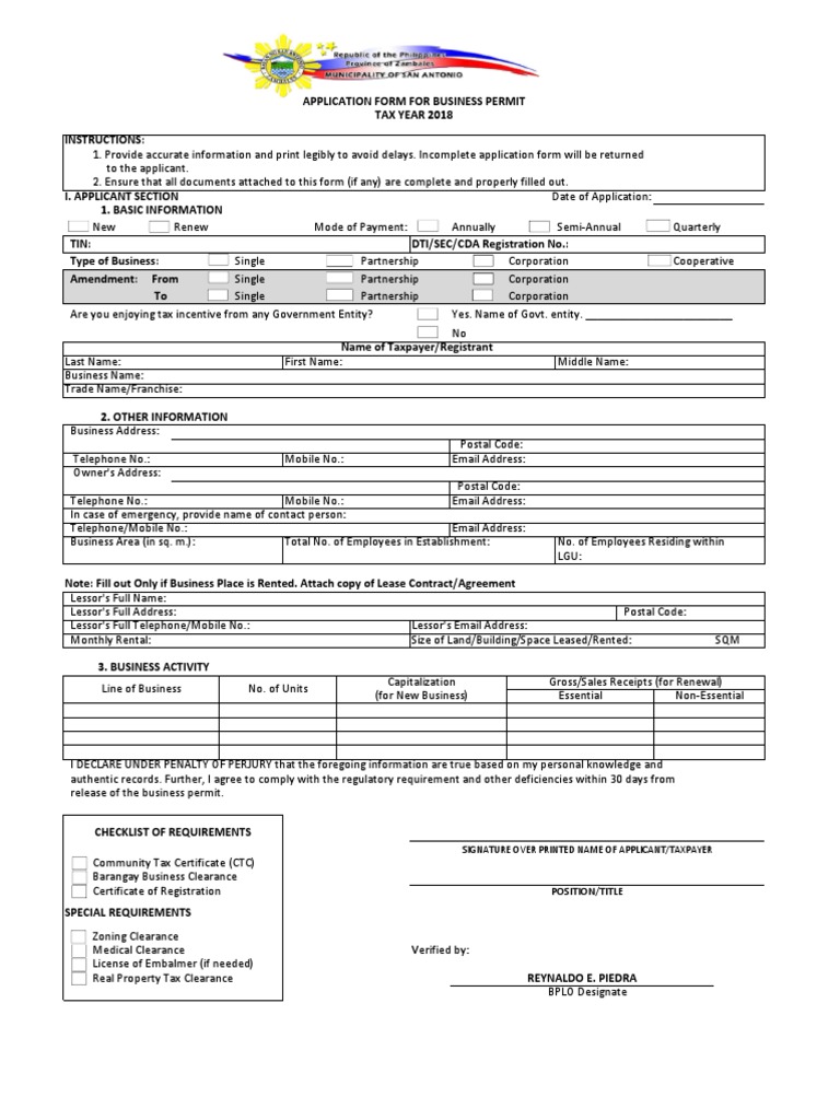 Tarlac City Business Permit Application | PDF | Lease | Fire Safety
