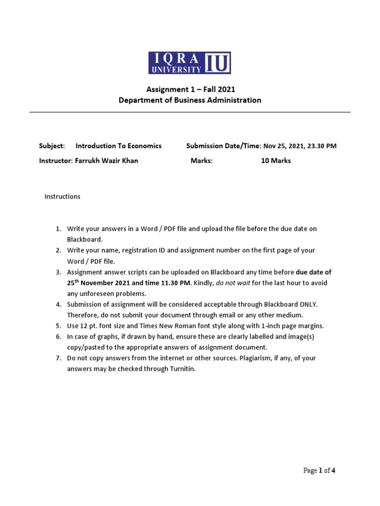 Economics Assignment | PDF | Average Cost | Elasticity (Economics)