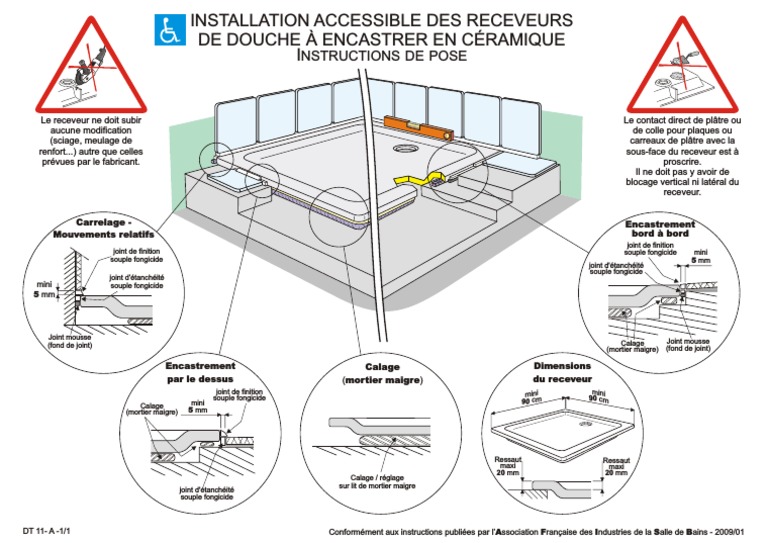 Instructions de Pose Des Receveurs de Douche Accessibles A Encastrer en Ceramique Download