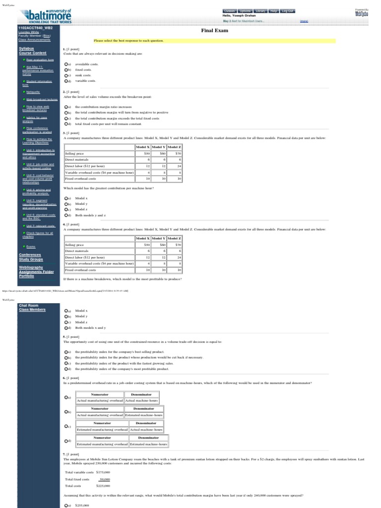 Managerial Accounting Final Exam | Labour Economics | Cost